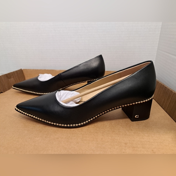 COPY - Coach WILLA 45 Black LEATHER Pointed ToeHeels Pumps  US Size 8 New  With… - Picture 4 of 16